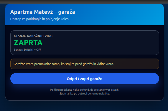 Majhen gumb za garažo, velika pomoč za goste